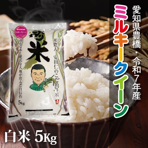 【節減対象農薬6割減】ミルキークイーン 白米5kg【令和7年・愛知県産】 メイン画像