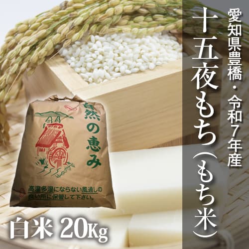 【節減対象農薬6割減】十五夜もち(もち米) 白米20kg【令和7年・愛知県産】 メイン画像